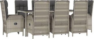 vidaXL Set Comedor Jard&iacute;n 9 Pzas Y Cojines Rat&aacute;n Sint&eacute;tico Gris Vidaxl