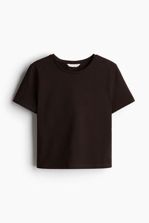 H&M Kurzes T-Shirt - Dunkelbraun