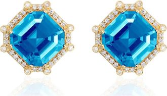 Goshwara Asscher Cut Stone Stud Earrings in Pale Blue at Nordstrom