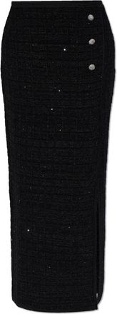Alessandra Rich Rok met split - Dames - Midirokken - Zwart - S - Wol - Rokken