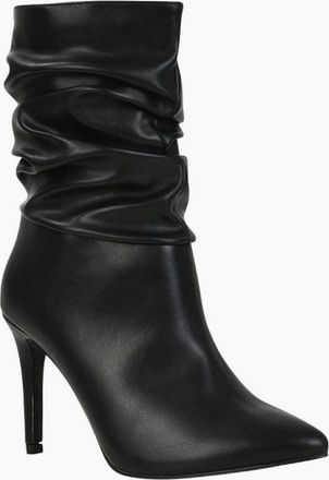 XY London Womens XY London Womens/Ladies Velma Ruched Pointed High Stiletto Heel Mid Boots - Black - Size: 8