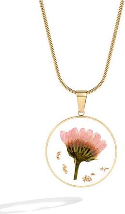 Mint & Lily Pressed Birth Flower Necklace in Gold /Lily Of The Valley at Nordstrom