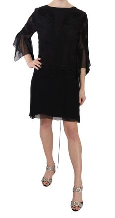 John Richmond Sequined Silk Mini Shift Womens Gown