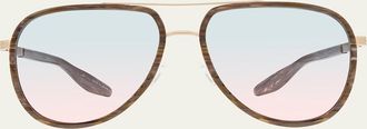 Barton Perreira Mens Cani Zyl and Titanium Aviator Sunglasses