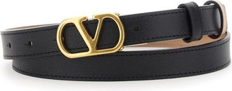 Valentino Garavani Black VLogo Reversible Belt
