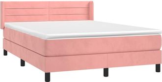 vidaXL Cama Box Spring Con Colch&oacute;n Terciopelo Rosa 140x200 Cm Vidaxl