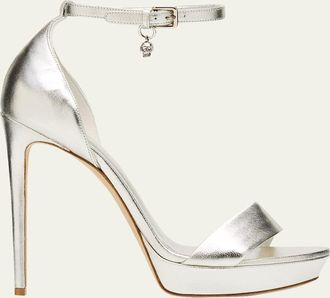 Alexander McQueen 130mm Metallic Leather Platform Sandals