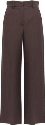 Max Mara Ballo Wide Broeken - Dames - Wijde Broeken - Bruin - 2XS - Katoen - Broeken
