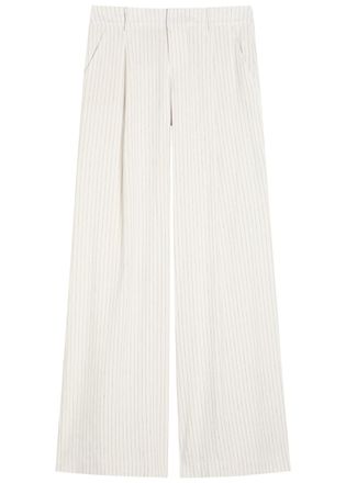 Alice & Olivia Eric Pinstriped Linen-blend Trousers - Black And White - 10 (UK14 / L)