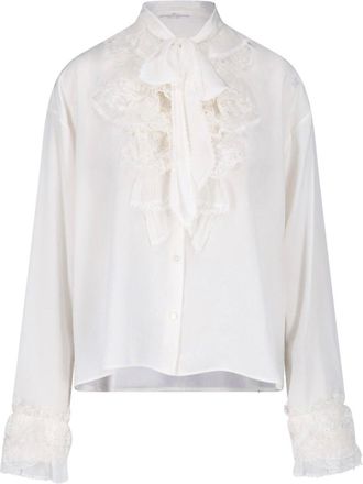 Ermanno Scervino Lace Tied Bow Silk Blouse