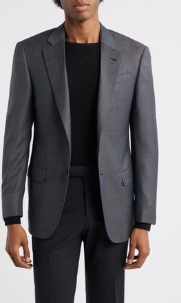 Emporio Armani Grey Wool Herringbone Sport Coat in Solid Medium Grey at Nordstrom, Size 44 Us