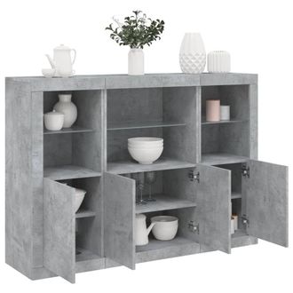Berkfield Home Sideboards with LED Lights 3 pcs Concrete Grey Engineered Wood