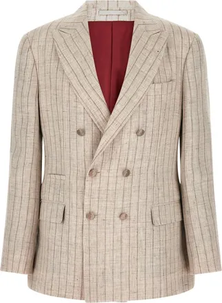 Brunello Cucinelli Beige Peaked Lapel Blazer
