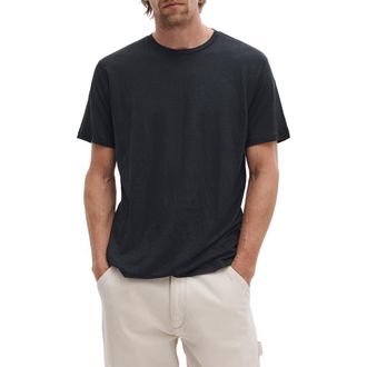 Rag & Bone Classic Linen T-Shirt in Black at Nordstrom, Size Xx-Large