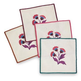 Tag Autumn Bloom Fall Cotton Bar Coaster Set 4 Multi 5x5 in in Beige at Nordstrom