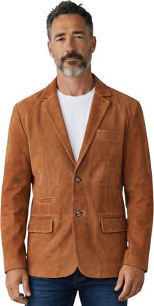 Infinity Leather Mens Italian Tan Suede Blazer Jacket - Trabzon - Dark Brown Goat Leather - Size X-Small