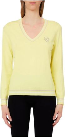 Liu Jo Sweatshirts - female - Liu Jo - V-neck Knitwear - Yellow - XL - Knitwear