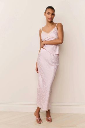 LoveShackFancy Kalo Midi Skirt In Orchid Ice