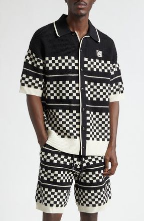Amiri Checkered Wool Mesh Shirt in Black at Nordstrom, Size Xxx-Large