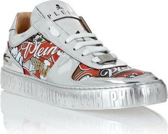 Philipp Plein Mirror Leather Low Top Sneakers Golden Eagle Unisex in Silver at Nordstrom, Size 36