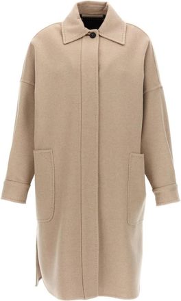 Max Mara Baruffa Oversized Kasjmier Chemise Jas - Dames - Mantel - Beige - S - Kasjmier - Jassen