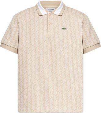 Lacoste Monogram Jacquard Polo - Heren - Polos - Beige - 2XL - Katoen - Tops