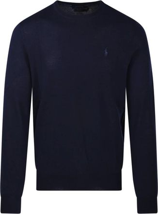 Ralph Lauren Round-neck Knitwear, male, Blue, Size: XL Long Sleeve Pullover