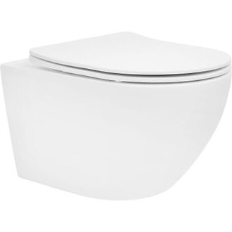 ML Design Ml-design - Ecd Germany Inodoro Suspendido De Pared Sin Descarga Dise&ntilde;o Cer&aacute;mica Blanco Mate Wc Con Asiento Extra&iacute;ble De Duroplast Sanitario Con Cierr