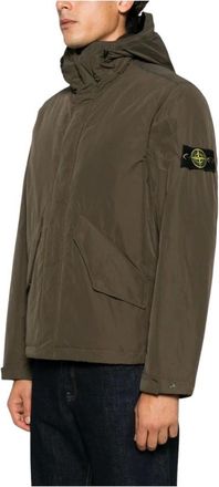 Stone Island Jassen, Heren, Bruin, XL, Hooded Jacket