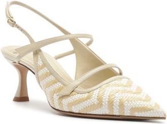 Alexandre Birman Tita Raffia Pointed Toe Slingback Pump in Eggshell at Nordstrom, Size 10.5