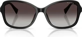 Ralph Lauren 57mm Square Sunglasses in Shiny Black/gradient Grey at Nordstrom