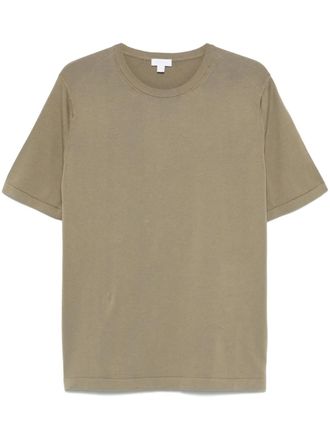 Sunspel Katoenen gebreid T-shirt - Groen