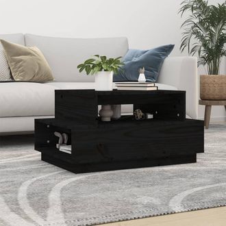 vidaXL Vidaxl - Mesa De Centro Madera Maciza De Pino Negro 80x55x40,5 Cm