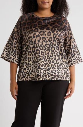 T Tahari Three-Quarter Sleeve Scuba Top in Cheetah at Nordstrom Rack, Size 2X