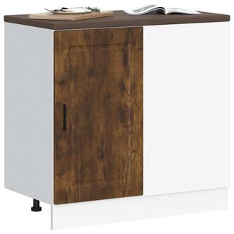 Berkfield Home Kitchen Base Cabinet Porto Smoked Oak Engineered Wood in Brown