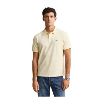 GANT Shield Pique Polo Shirt - Heren - Polos - Beige - XL - Katoen - Tops