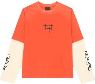 Rta Loris Double Layer Logo Graphic T-Shirt in Orange Planetary at Nordstrom, Size Xxx-Large