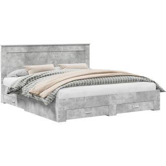 vidaXL Bed Frame Concrete Grey 180 x 200 cm Engineered Wood vidaXL