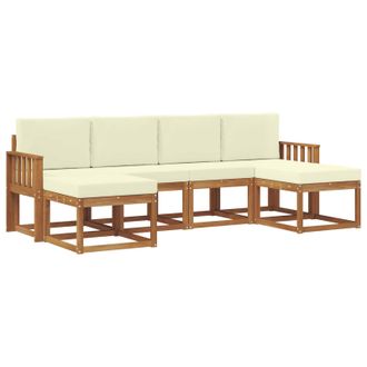 vidaXL Conjunto De Sof&aacute;s De Exterior Con Coj&iacute;n 6 Pcs Natural Y Crema Vidaxl