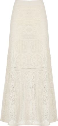 D.exterior Ivory Midi Skirt With Intricate Lace Design
