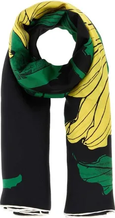Alexander McQueen Accessoires, Dames, Veelkleurig, ONE Size, Zijden Sjaal met Bloemenprint