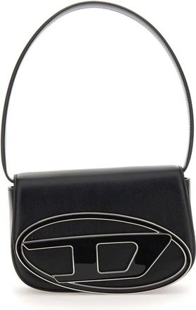 Diesel Tassen, Dames, Zwart, ONE Size, Leer, Leren Schoudertas met Handvat