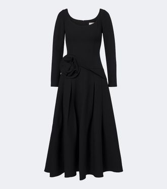 Roland Mouret Floral-appliqu&eacute; wool and silk midi dress