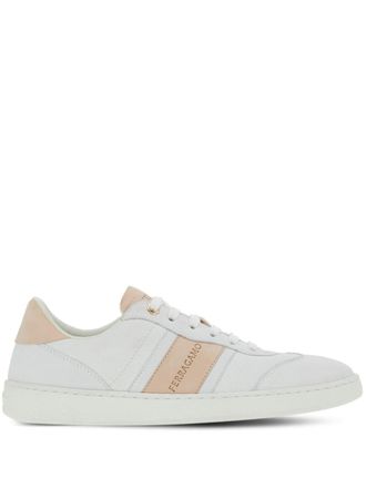 Ferragamo debossed-logo low-top sneakers - women - CALFSKIN/Fabric/CALFSKIN - 11.5 - Neutrals