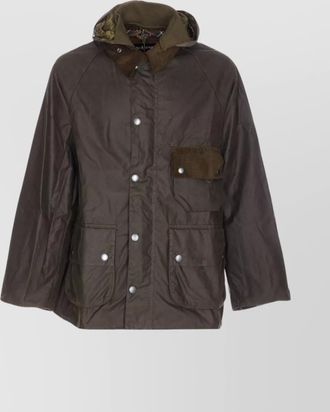 Barbour modified wax jacket with hood and pockets