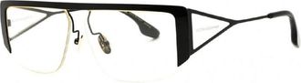Victoria Beckham Sunglasses Rectangle Semi Rim, Black/gold Frame And Transparent Lens Vb250S001
