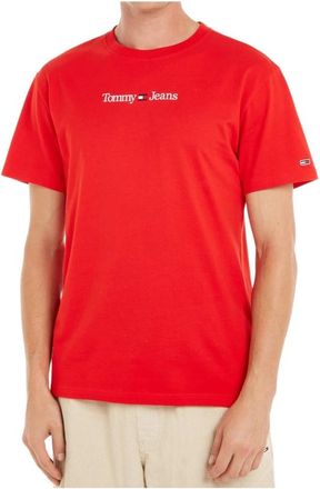 Tommy Jeans Klassieke Lineaire Rode Katoenen T-Shirt - Heren - T-shirts - Rood - 2XL - Katoen - Tops