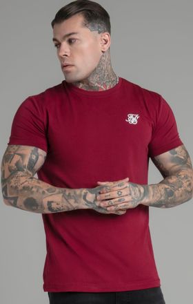 Siksilk Camiseta de ajuste muscle burdeos para hombre SikSilk XL