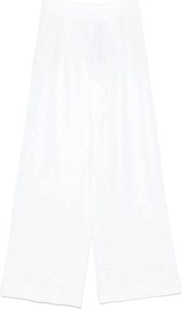 Ermanno Scervino Witte geplooide broek met elastische tailleband - Dames - Wijde Broeken - Wit - M - Broeken