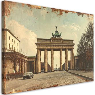 Feeby Cuadro En Lienzo, Puerta De Brandeburgo De Berl&iacute;n En Estilo Retro, 100x70